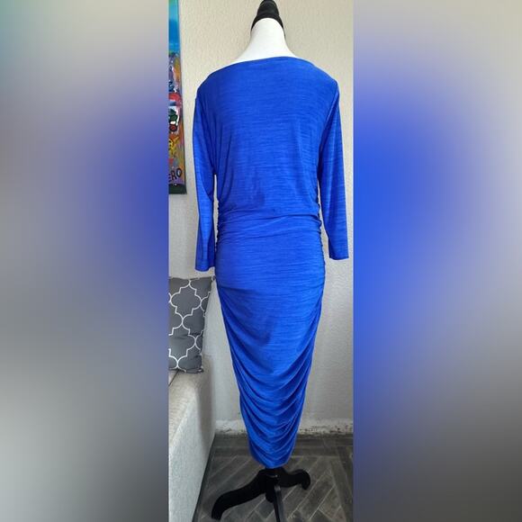 Catherine Malandrino Blue Ruched Long Sleeve Bodycon Dress | Size M - Picture 5 of 7